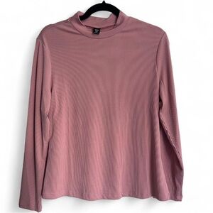 Pink Ribbed Long Sleeve Top